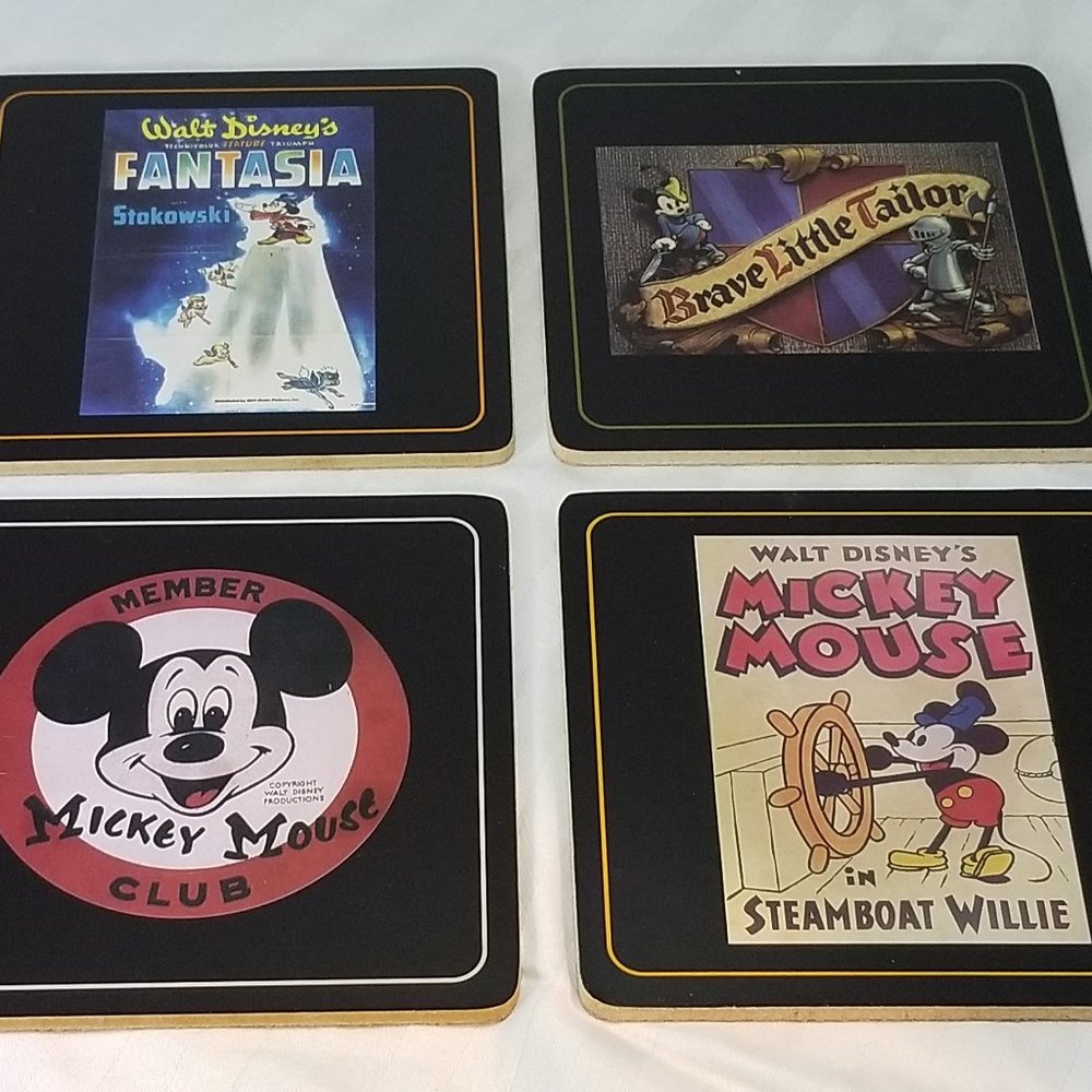 Disney Cork Coasters Set of 4 with Vintage Artwork